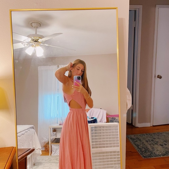 MINKPINK
Peyton Midi Dress in Cotton  Pink Cutout Maxi Dress - Picture 3 of 6